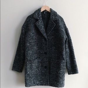 Grey Boucle Wool Coat