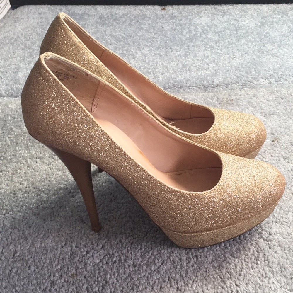 Gold Sparkly Platform Heels