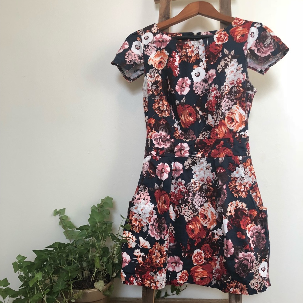ASOS Floral Cap Sleeve Mini Dress with Tie Waist
