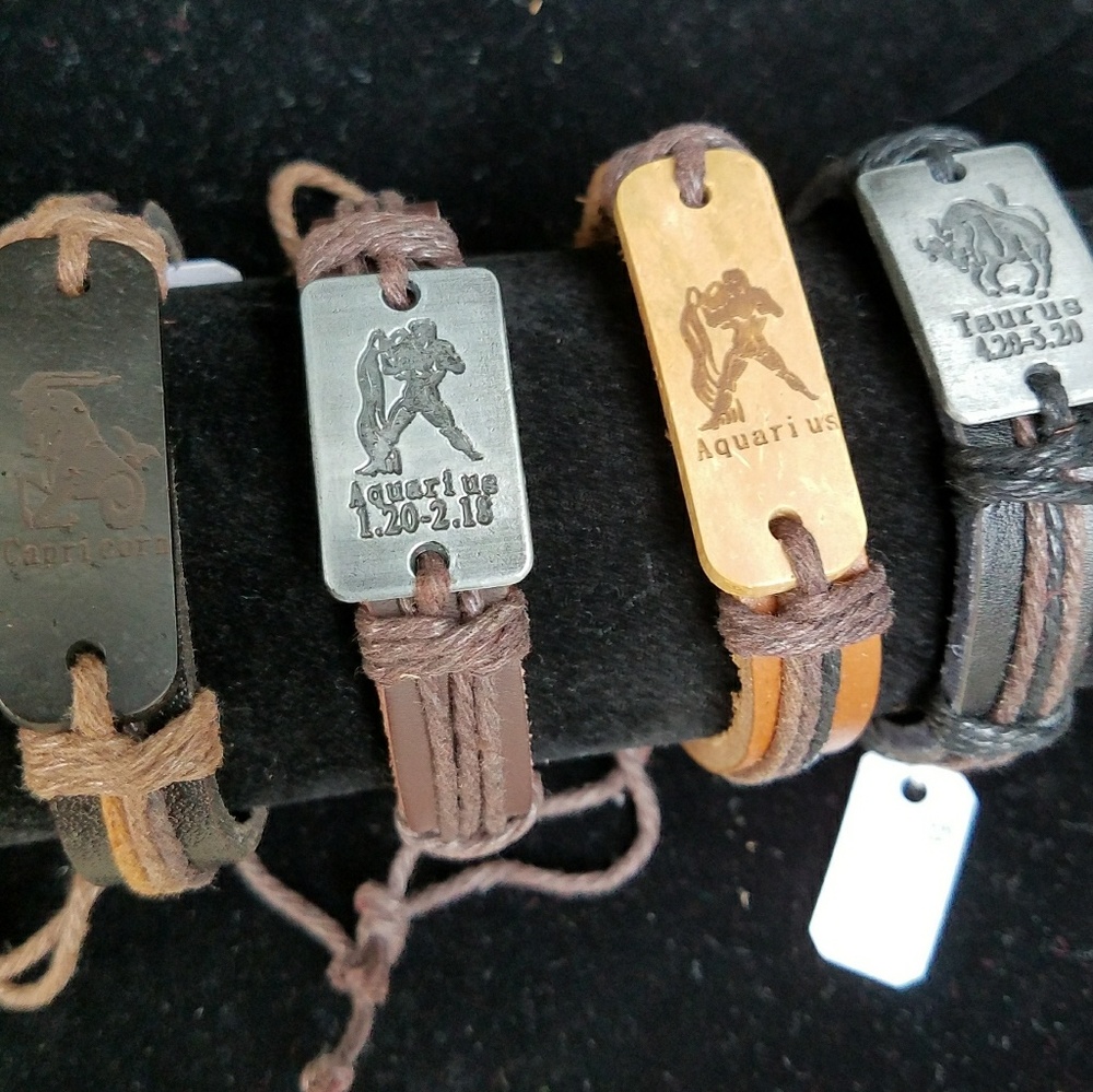 Novelty zodiac leather bracelet