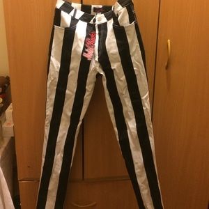 MotelRocks Black and White Striped Skinny Jeans