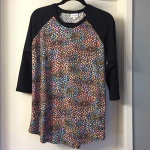 LuLaRoe Randy Black w/ Pastel Mum/Mosaic Design