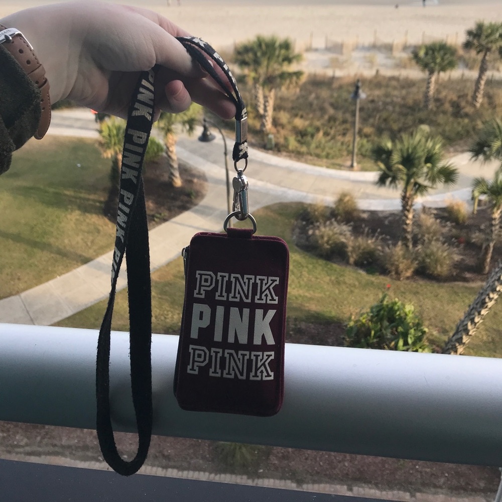 PINK lanyard card holder