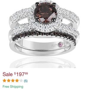 Suzy Levian Sterling Chocolate CZ ring