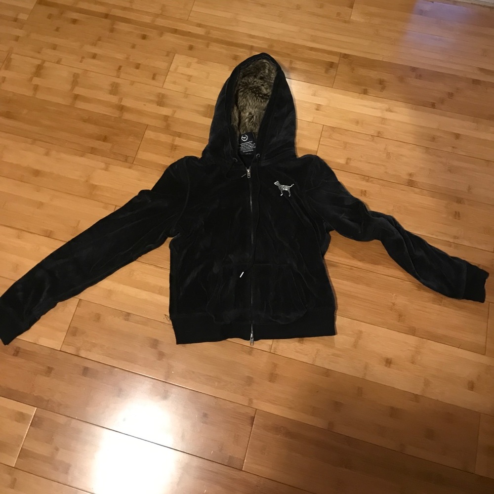 VS PINK FUR HOOD ZIPUP HOODIE