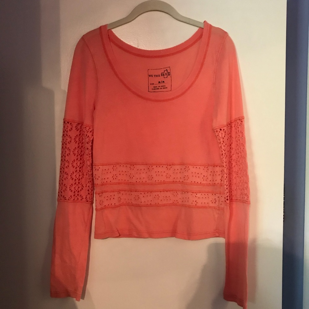 Free People peach color long sleeve!