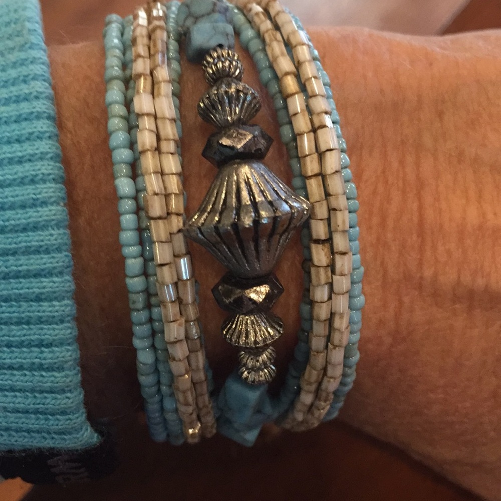 Blue and Silver Wire Bead Bracelet