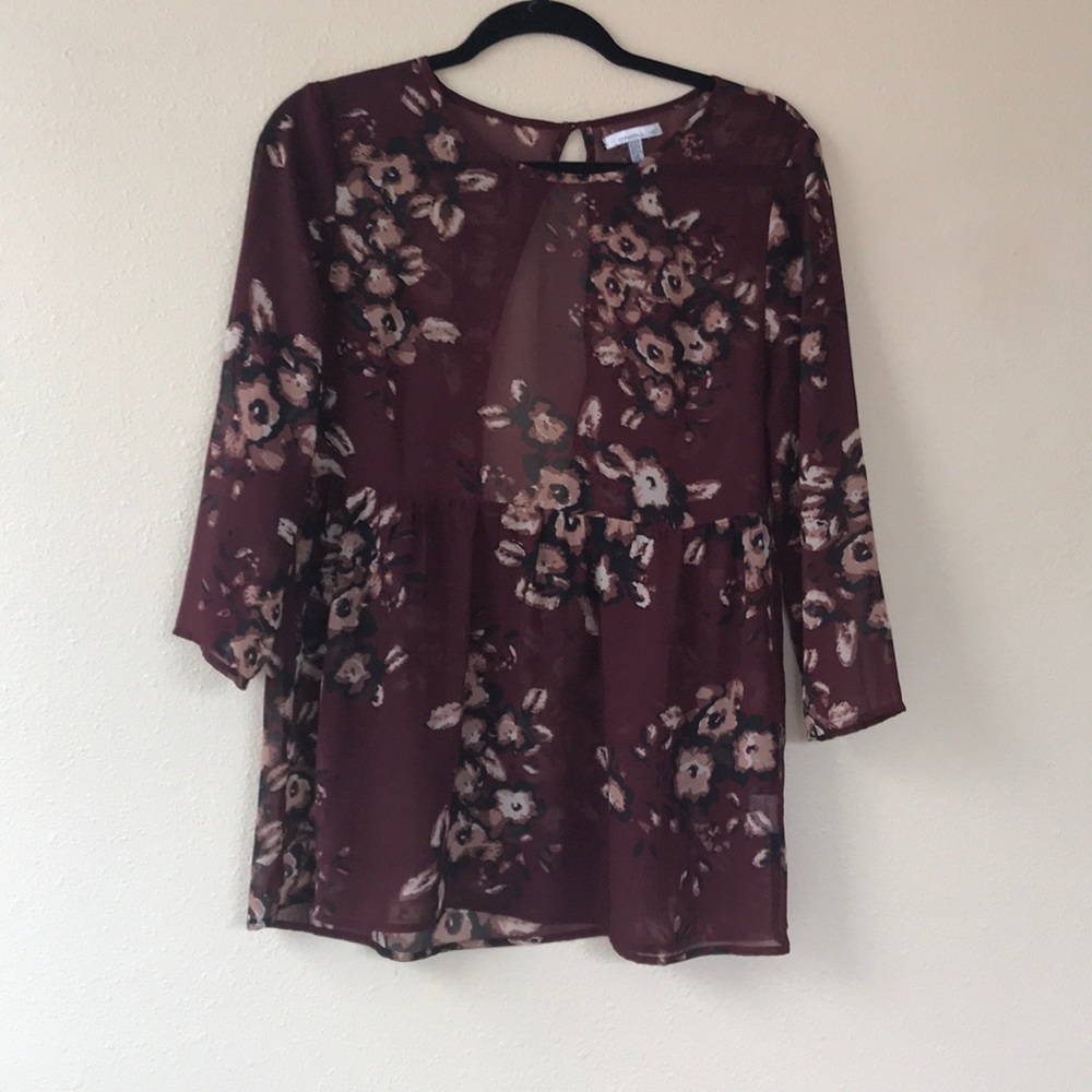 O’Neill Maroon Fall Floral Blouse