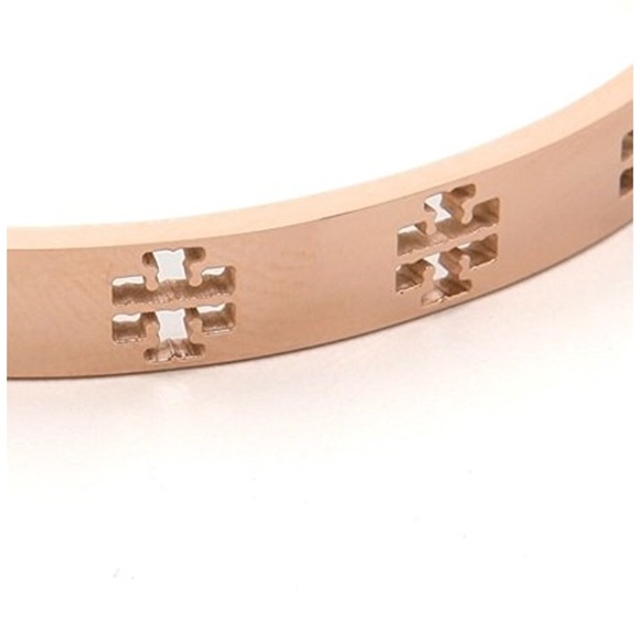 tory burch // t-logo rose gold cuff bracelet - Picture 2 of 3