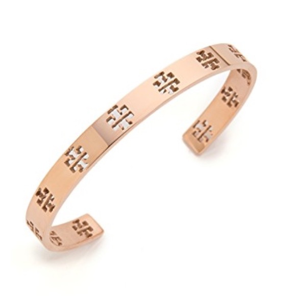 tory burch // t-logo rose gold cuff bracelet - Picture 3 of 3