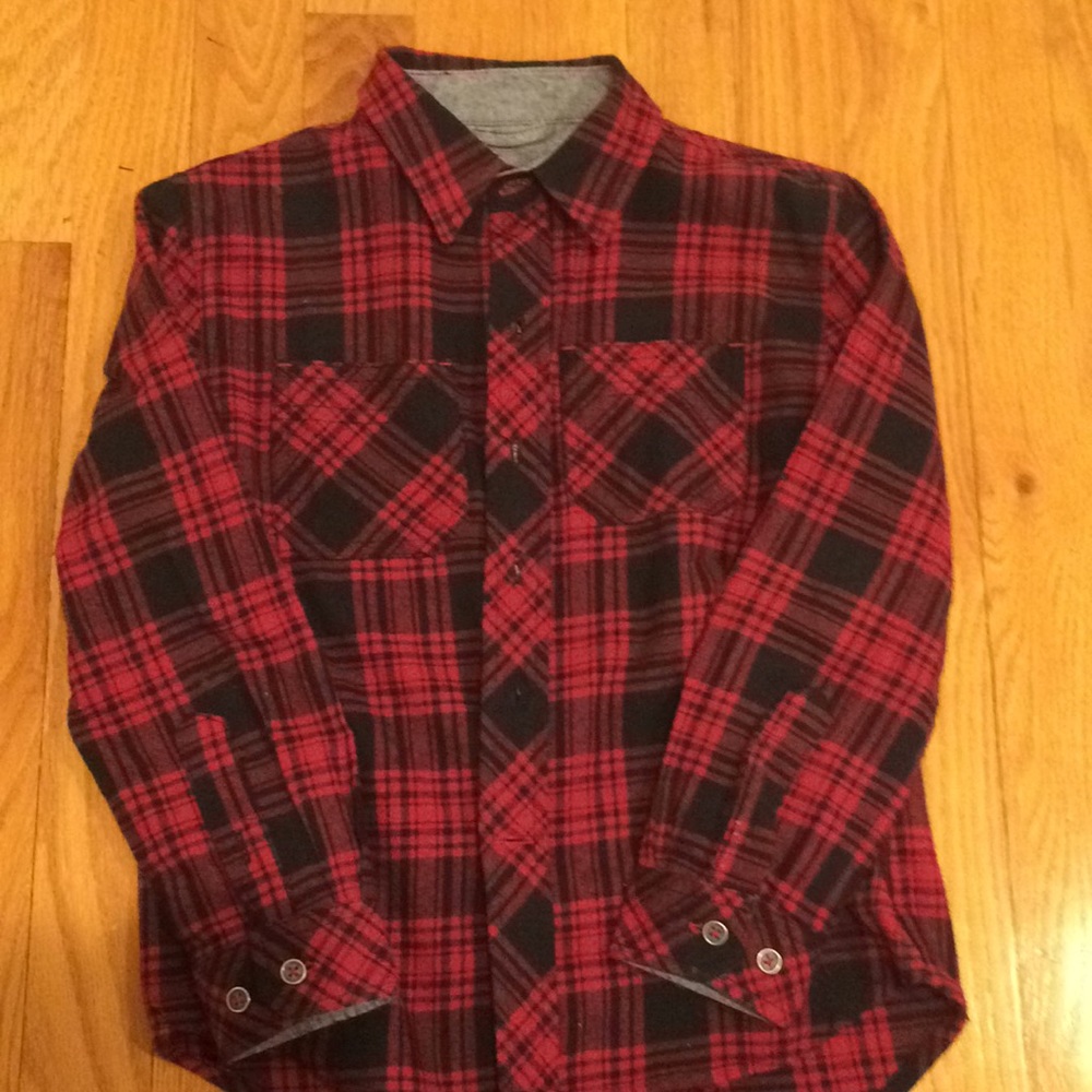 Boys size 6 button down shirt - plaid