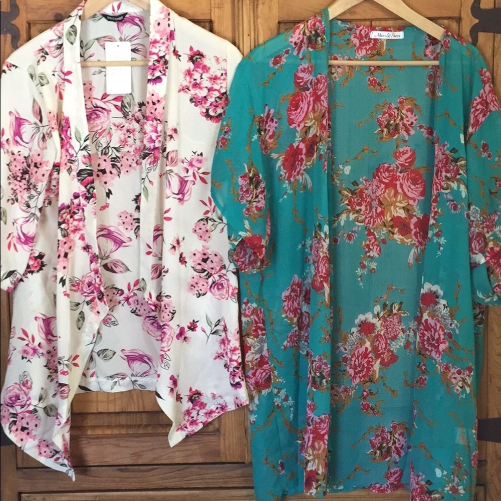 Floral Kimonos Pink/Green - Bundle of Two