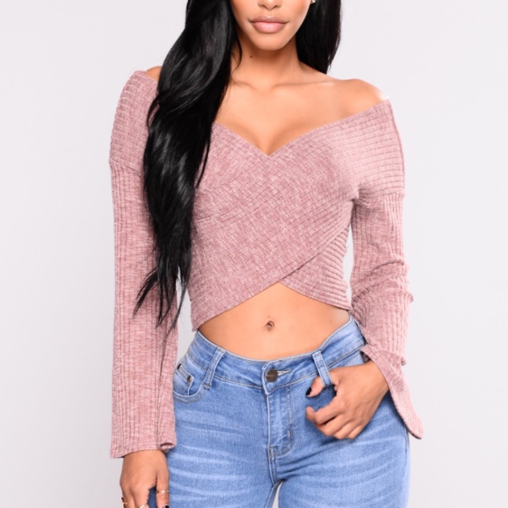 Fashion Nova Bell Sleeve Mauve Top