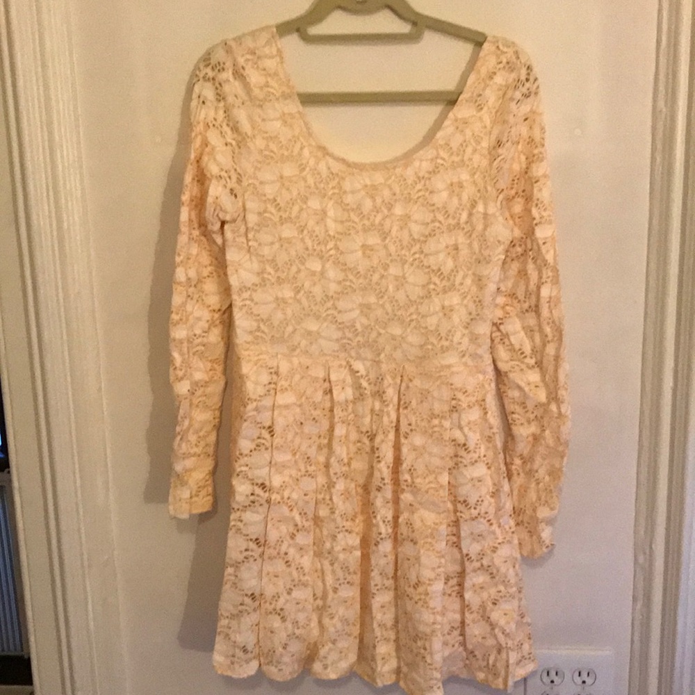 Cream Free People long sleeve mini dress