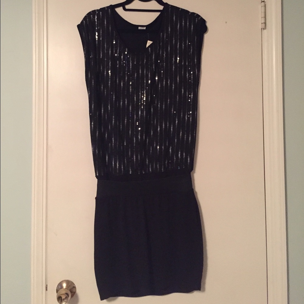 Three Dots Black Sequin Dress