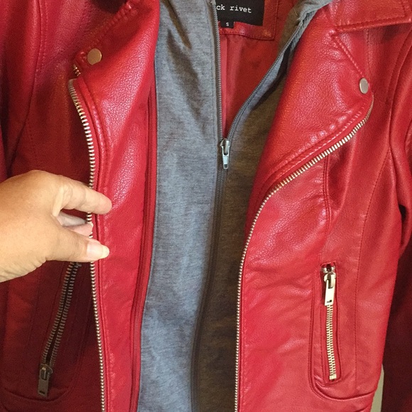 Red leather "like" sassy hoodie🎁💝 - Picture 3 of 3