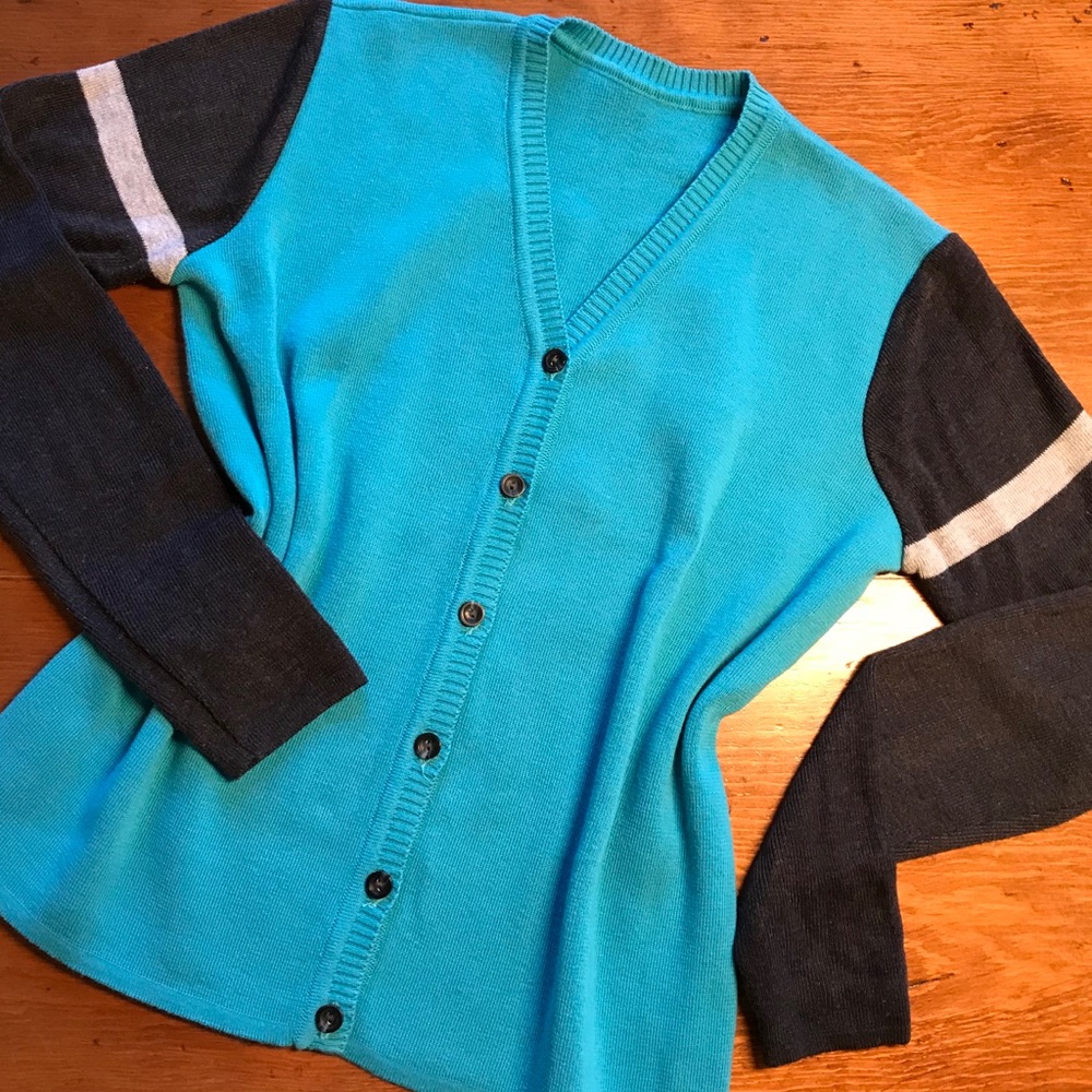 Turquoise cardigan sweater