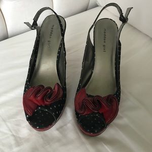 Madden Girl 8.5 Red and Black Polka Dot Heels