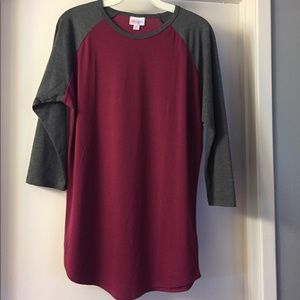LuLaRoe Randy Shirt Plum/Mauve and Gray