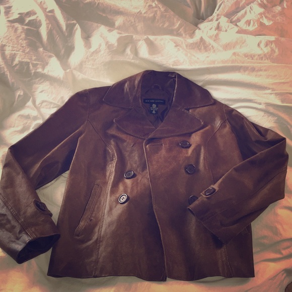 NY &Company Brown Leather Jacket - Picture 1 of 5