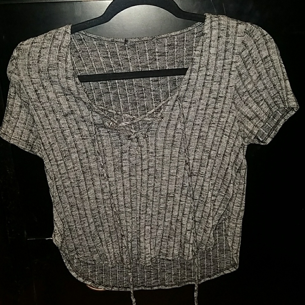 A grey crop top