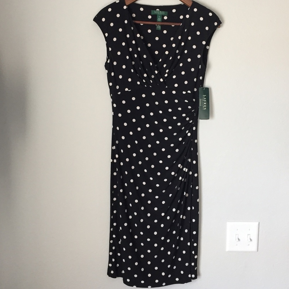 Lauren Ralph Lauren Black Polka Dot Dress - Picture 1 of 8