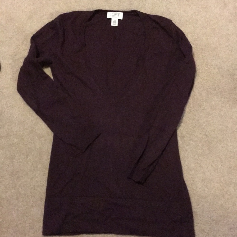 Loft sweater-Long burgundy v neck