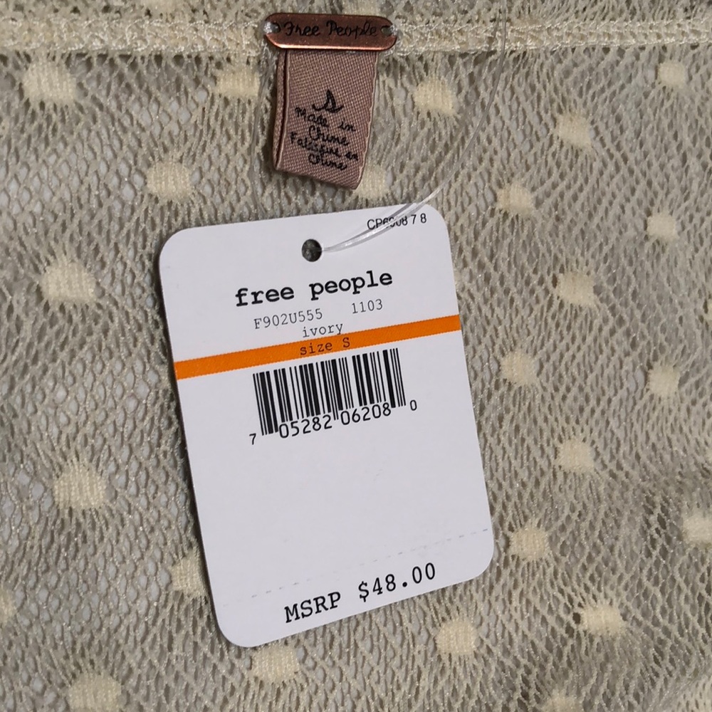 Free people ivory lace long sleeve dress/shirt