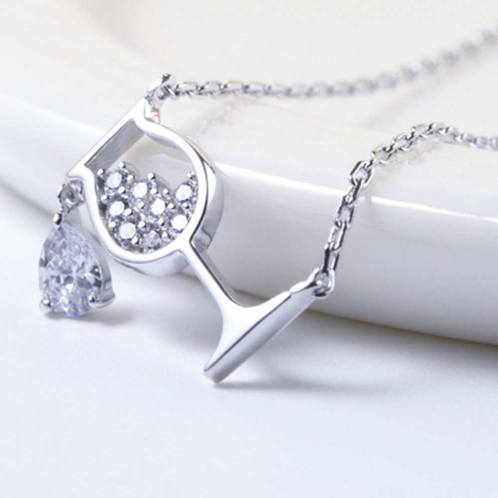 New mini size water drop wineglass Necklace .