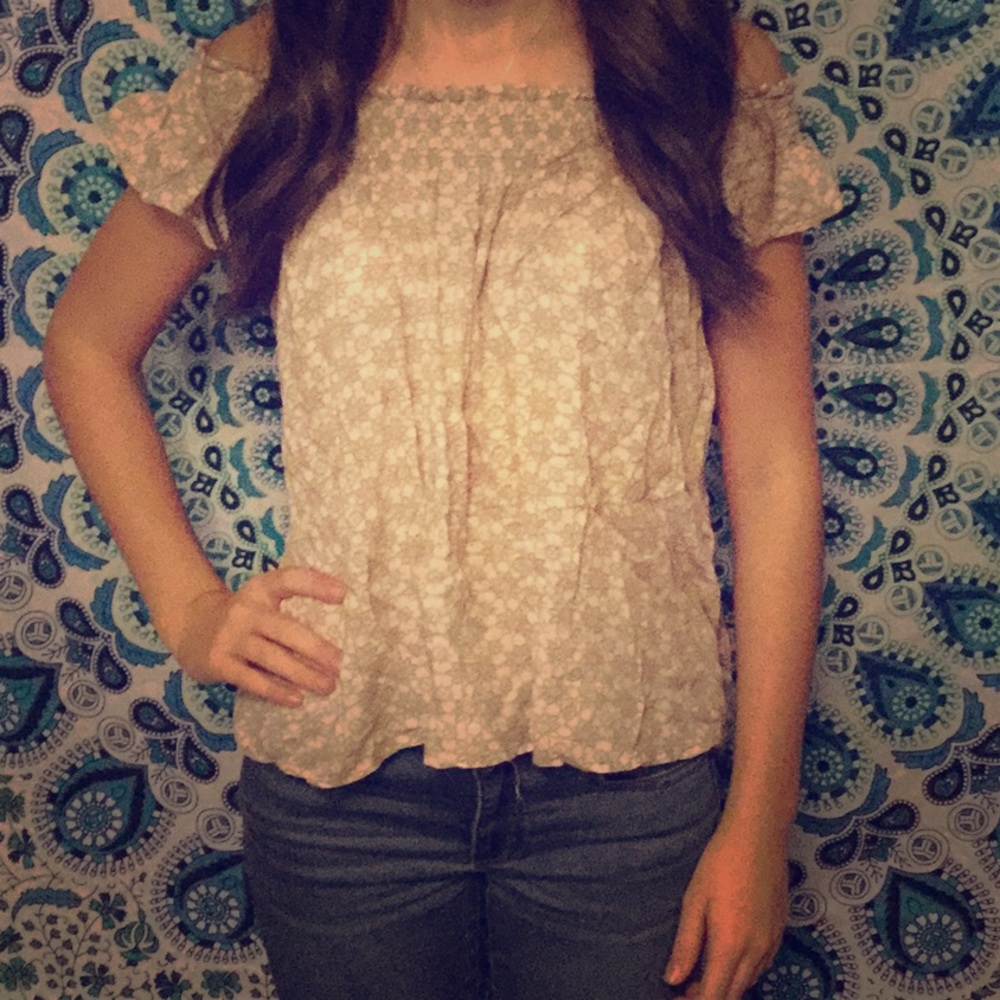 A short sleeve off the shoulder top