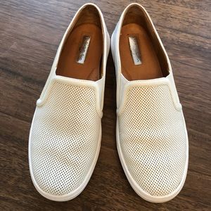 Final price drop! Halogen white leather slip-ons