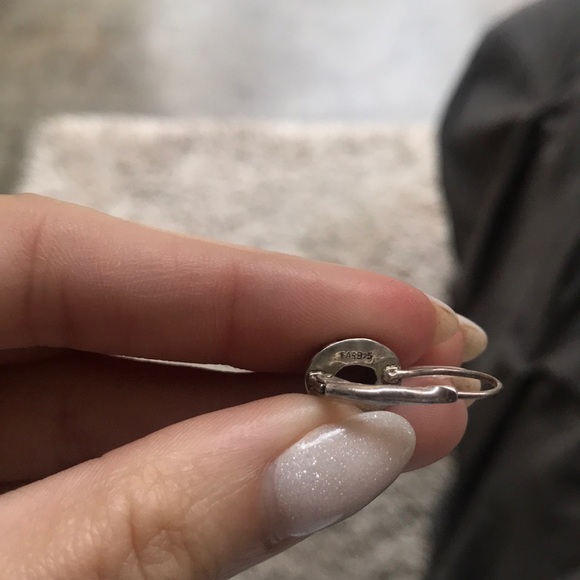 Sterling silver & purple drop earrings - Picture 4 of 5