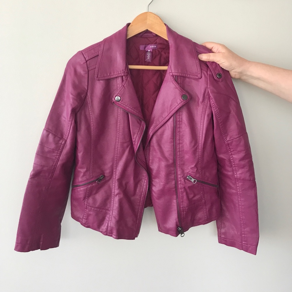 Magenta leather jacket