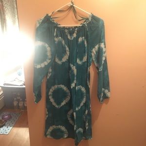 see through aqua and white dress