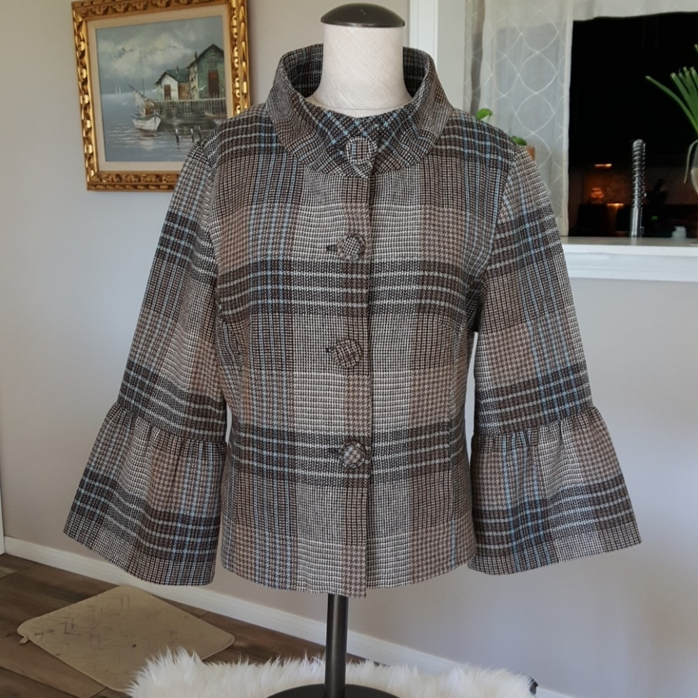Plaid Bell Sleeve Coat