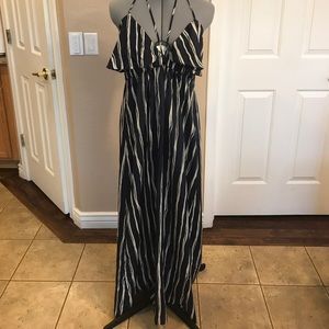 Striped halter maxi dress