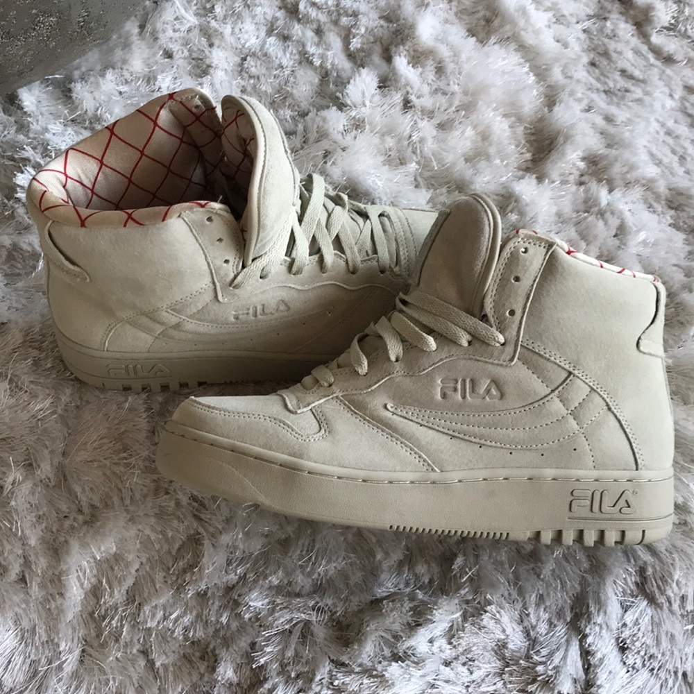 Fila Mens size 12 hightop. Tan/nude suede.