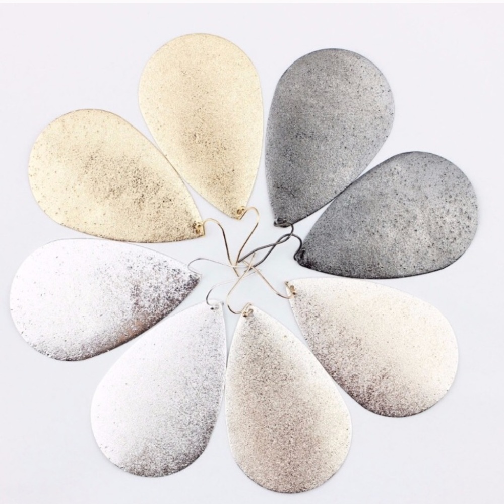 Atelier Sona Gunmetal Gray Teardrop Earrings