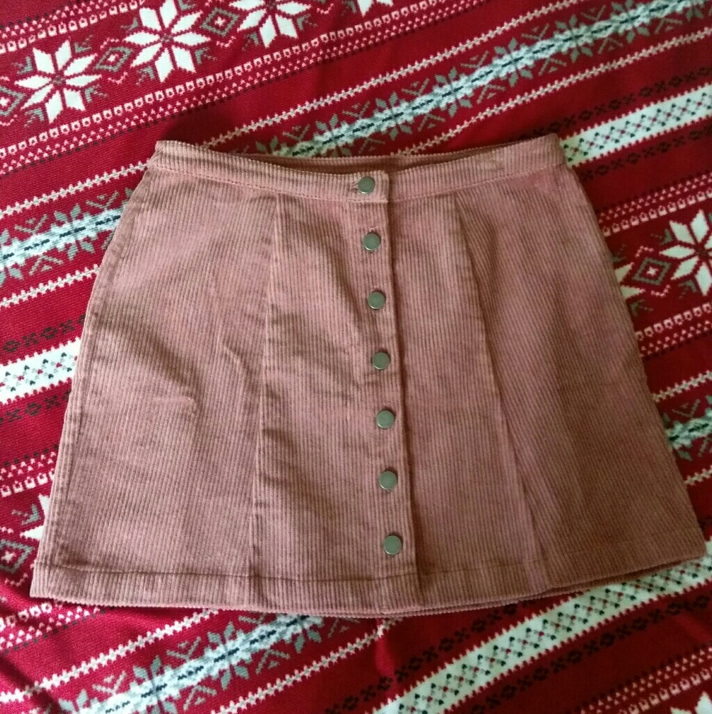 Blush pink corduroy skirt