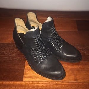 All Leather black booties with cutout