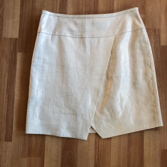 NWOT JCrew Gold Linen Faux Wrap Skirt - Picture 1 of 5