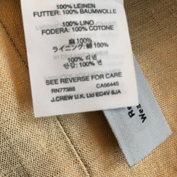 NWOT JCrew Gold Linen Faux Wrap Skirt - Picture 4 of 5
