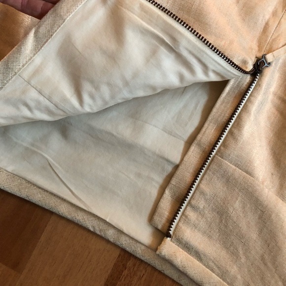 NWOT JCrew Gold Linen Faux Wrap Skirt - Picture 5 of 5