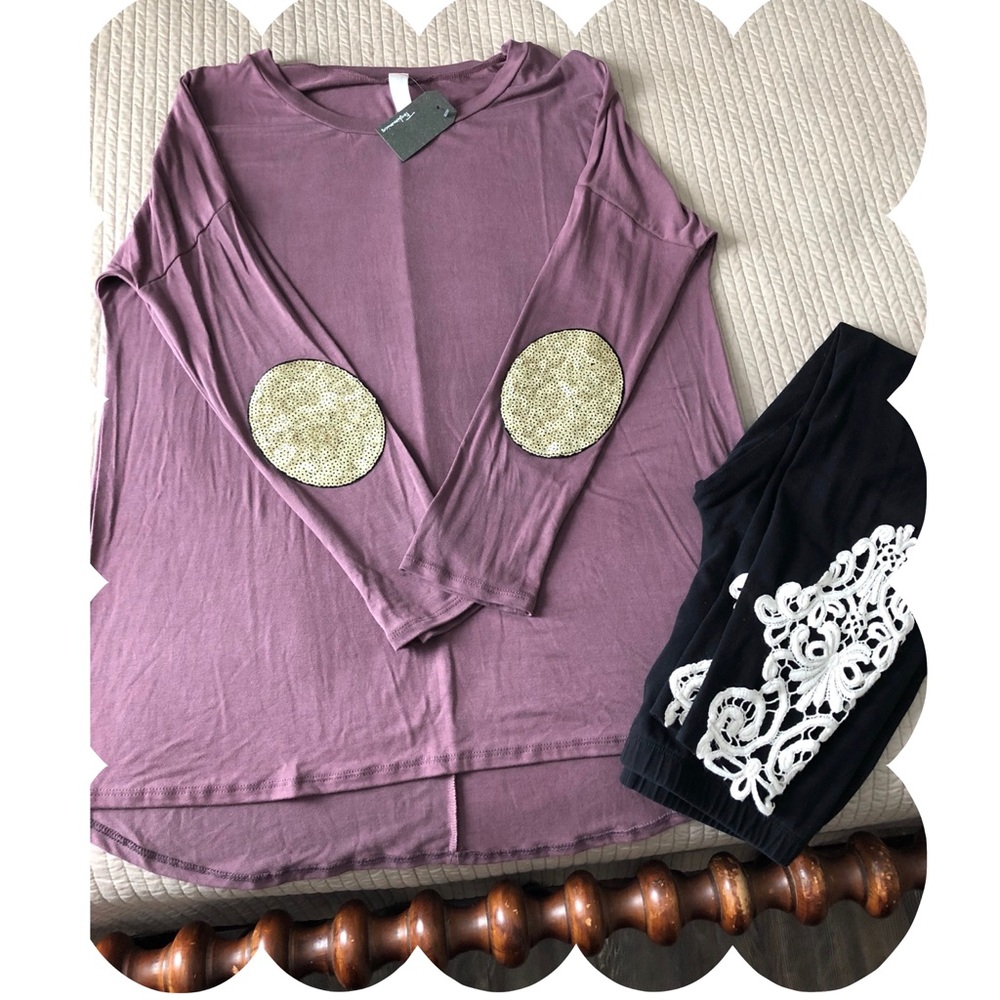 Sequin elbow patch Tunic - Picture 3 of 5