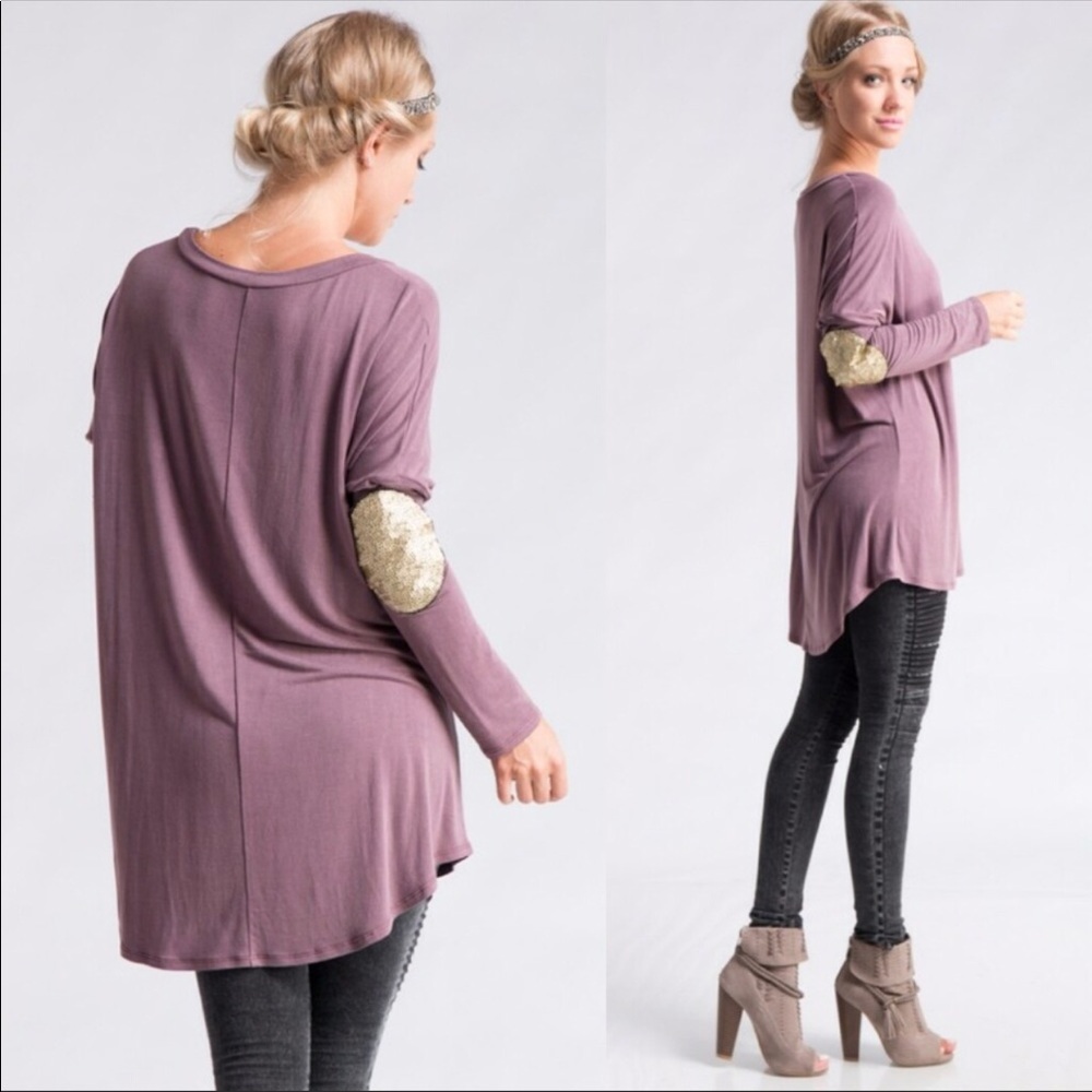 Sequin elbow patch Tunic