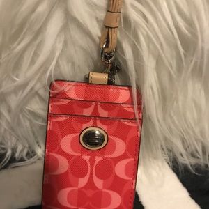 Coach key chain lanyard card holder