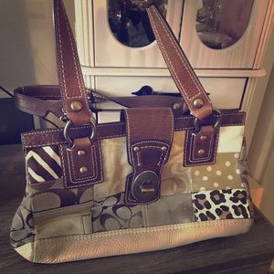 Coach Animal Print Patchwork Bag B0793 10816