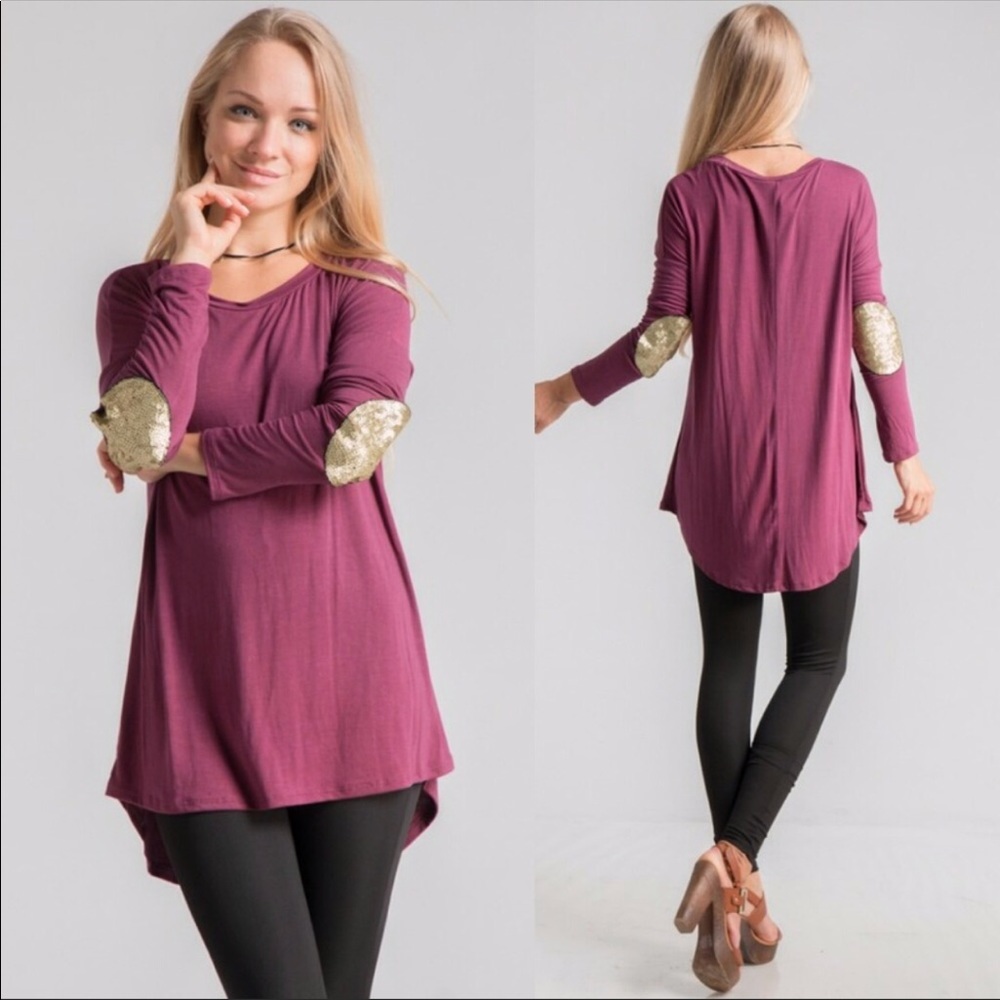 Sequin elbow patch Tunic