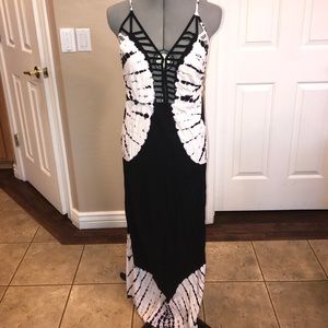 Tie-dyed halter backless maxi dress