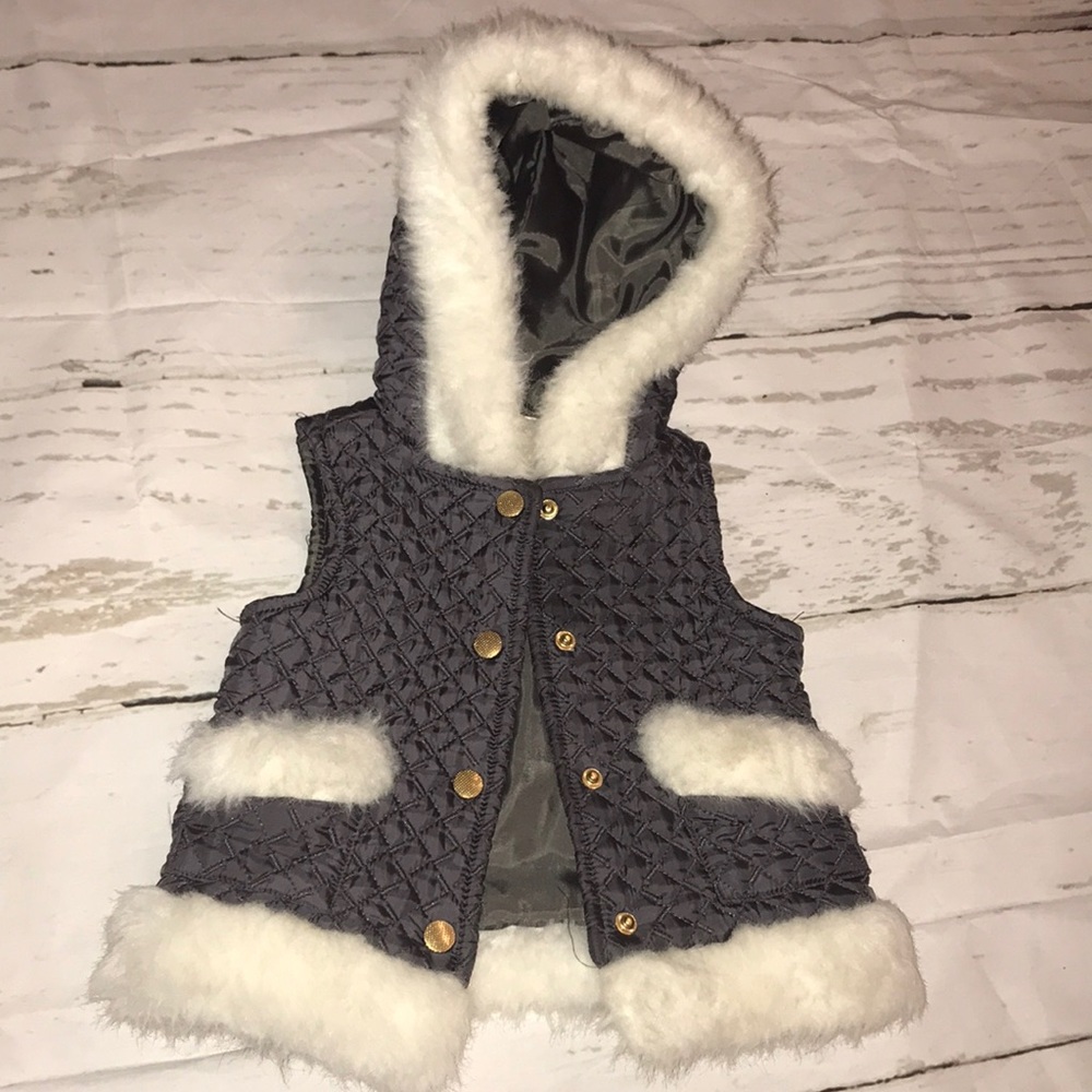 Faux Fur lined Gray vest for baby/toddler